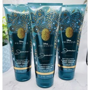 NEW Bath & Body Works Lot of 3 Tubes Disney Princess Jasmine Body Cream 8 oz